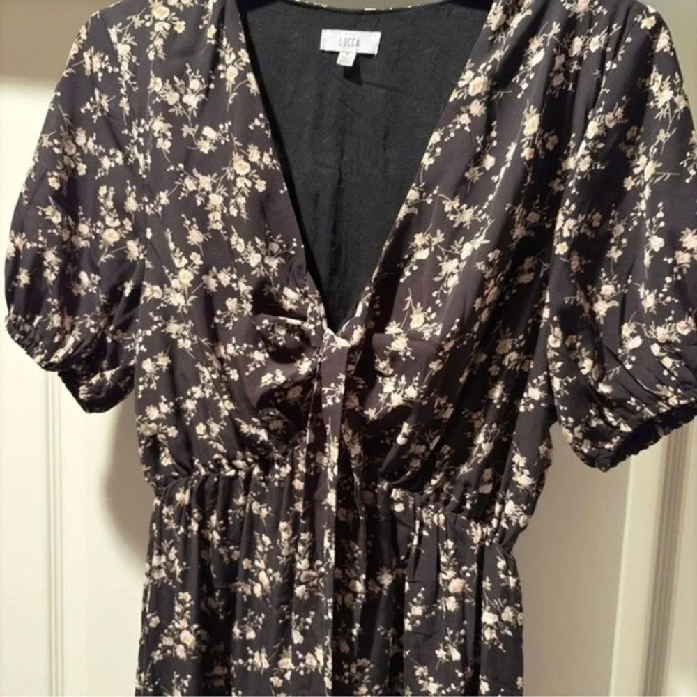 Lucca‎  Sz Small Women's Short-Sleeve Baby Doll Y2K Boho Floral Forest Fairy